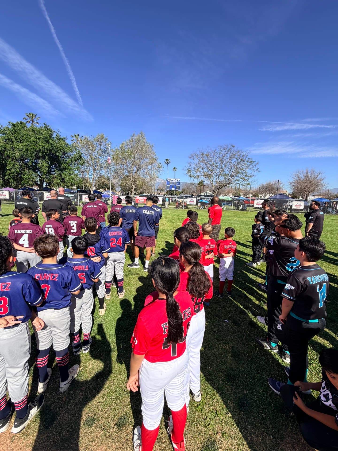 Teams at Veterans Park opening day