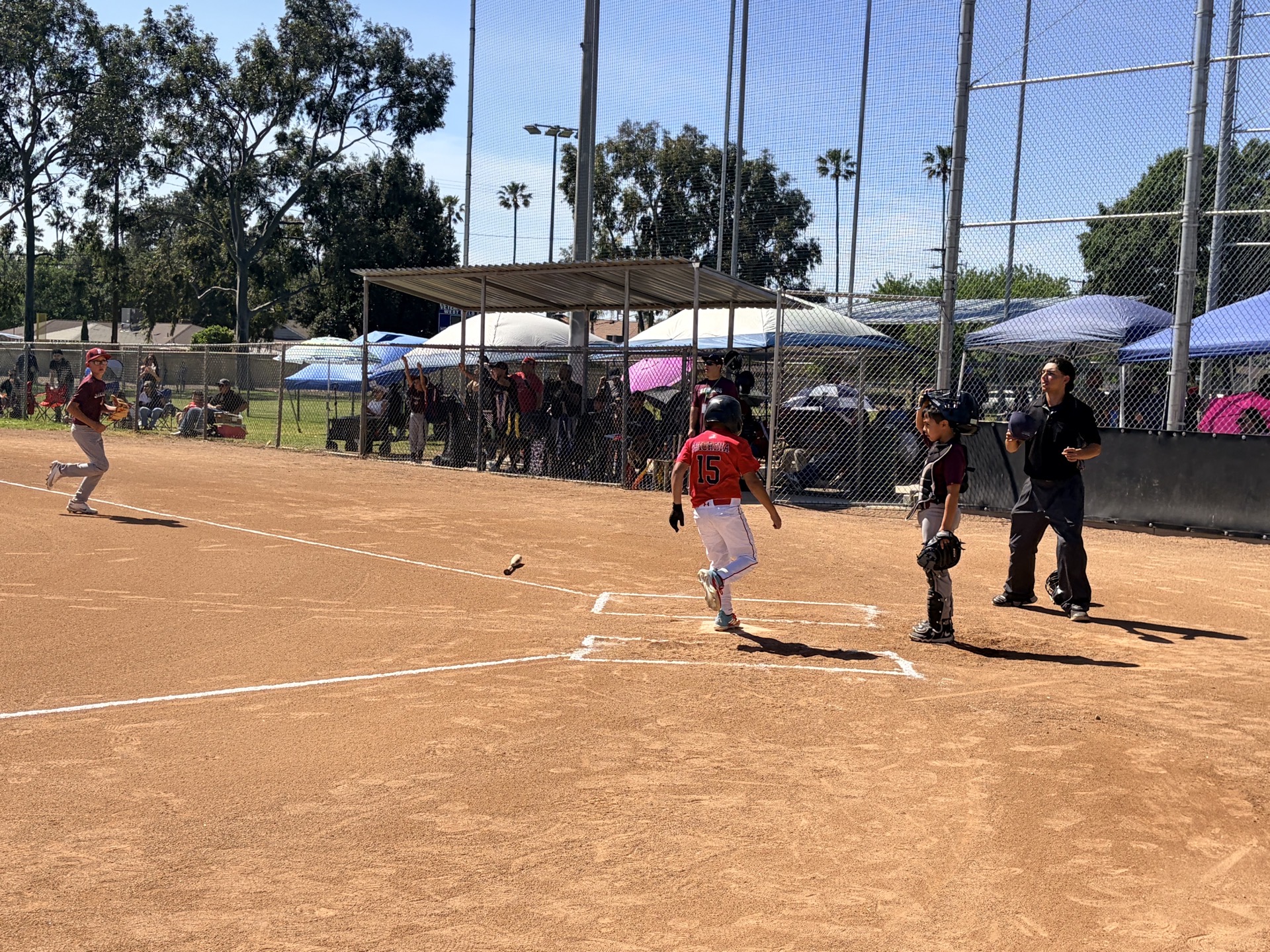 MAD Dawgs player #15 running toward home plate